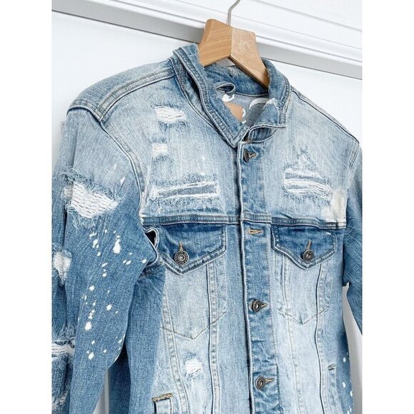 Smoke Rise Denim Men’s Sz M "Brush" Bleached Distressed Denim Jean Jacket - Picture 4 of 9